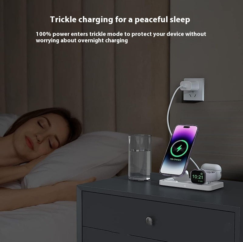 3-in-1 Magnetic Wireless Charger – Mobile, Smartwatch & Headset Charging Dock