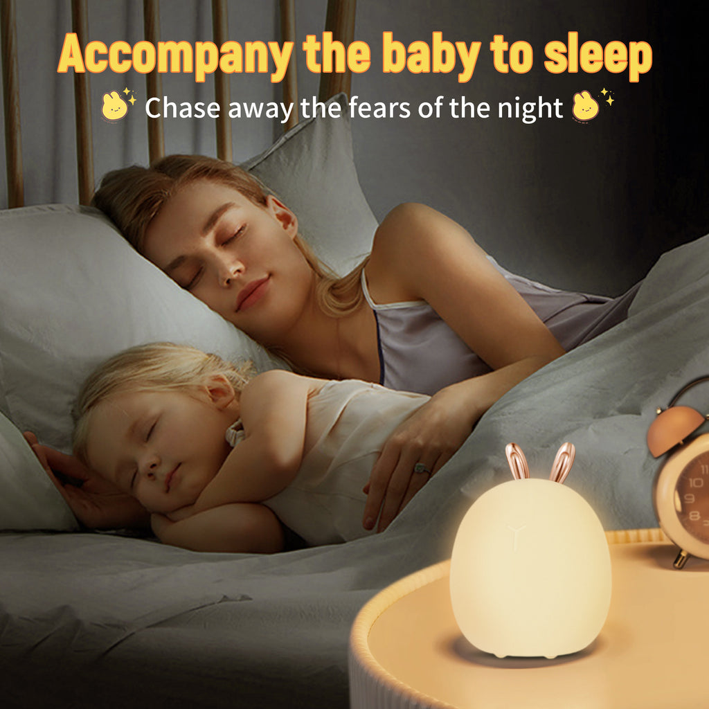 Baby Feeding Night Light – Adjustable Creative Rabbit & Elk Silicone Touch Lamp with Clap Control