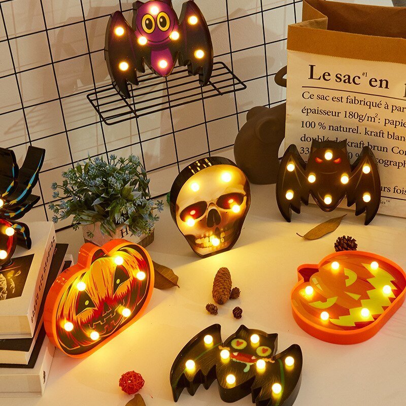 Halloween LED Decorative Lights – Pumpkin, Spider, Bat & Skull String Lights for Indoor & Outdoor Party Decoration - Shri Rama