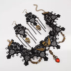 Halloween Lace Skull Necklace and Earrings Jewelry Set - Shri Rama