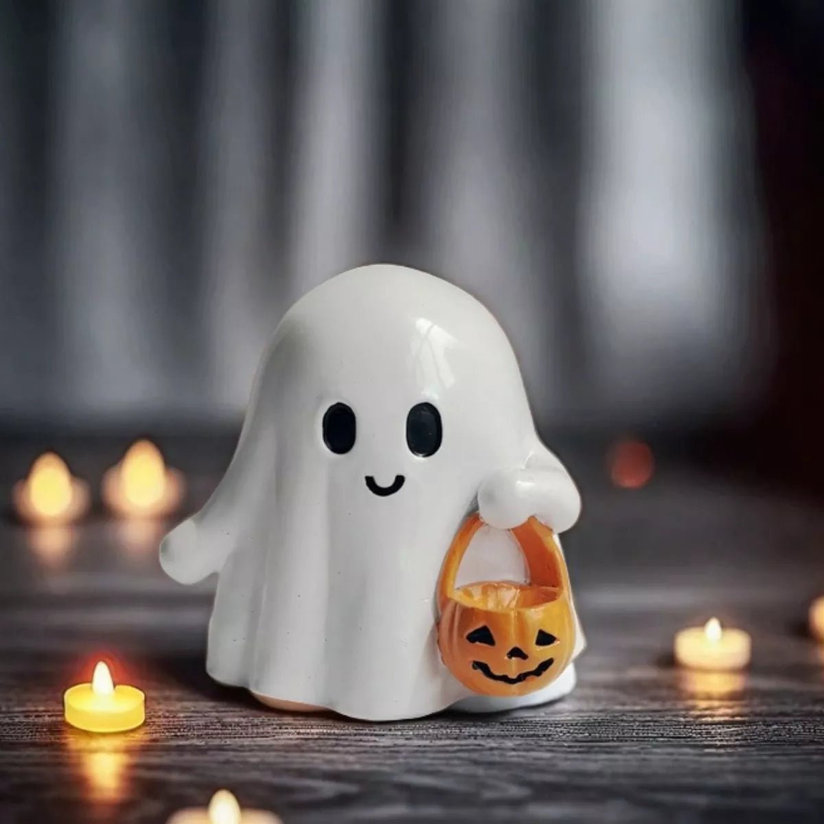 Halloween Ghost Ornament with Pumpkin Basket - Shri Rama