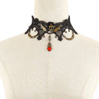 Halloween Lace Skull Necklace and Earrings Jewelry Set - Shri Rama