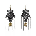 Halloween Lace Skull Necklace and Earrings Jewelry Set - Shri Rama