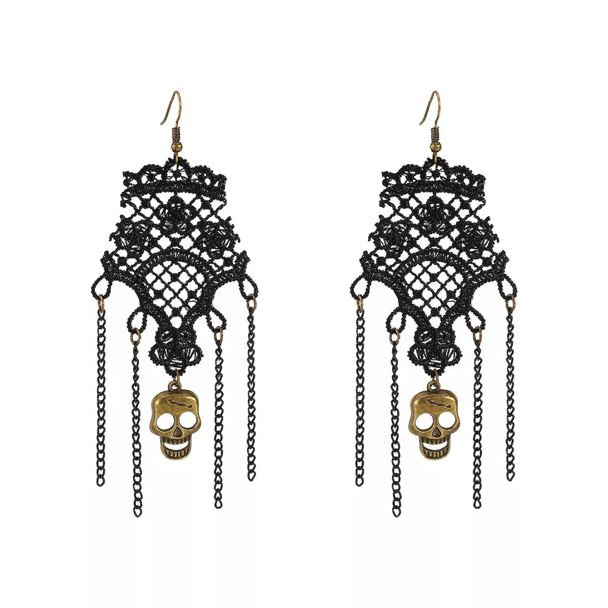 Halloween Lace Skull Necklace and Earrings Jewelry Set - Shri Rama