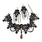 Halloween Lace Skull Necklace and Earrings Jewelry Set - Shri Rama