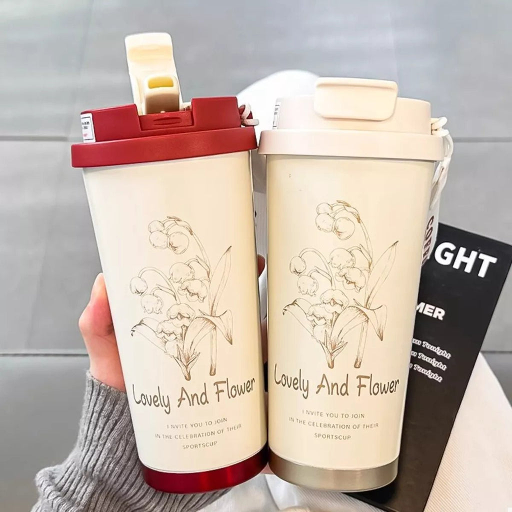 Lovely and Flower Aesthetic Tumbler with Straw - Shri Rama